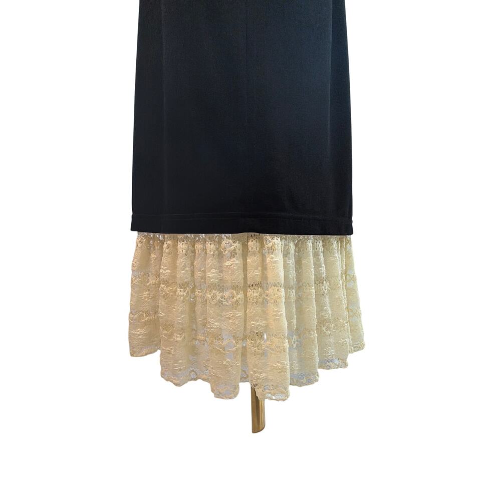 ASO Outer Banks Wardrobe Julia Allert Black Velvet Lace Dress Medium Avant Garde - Picture 9 of 14